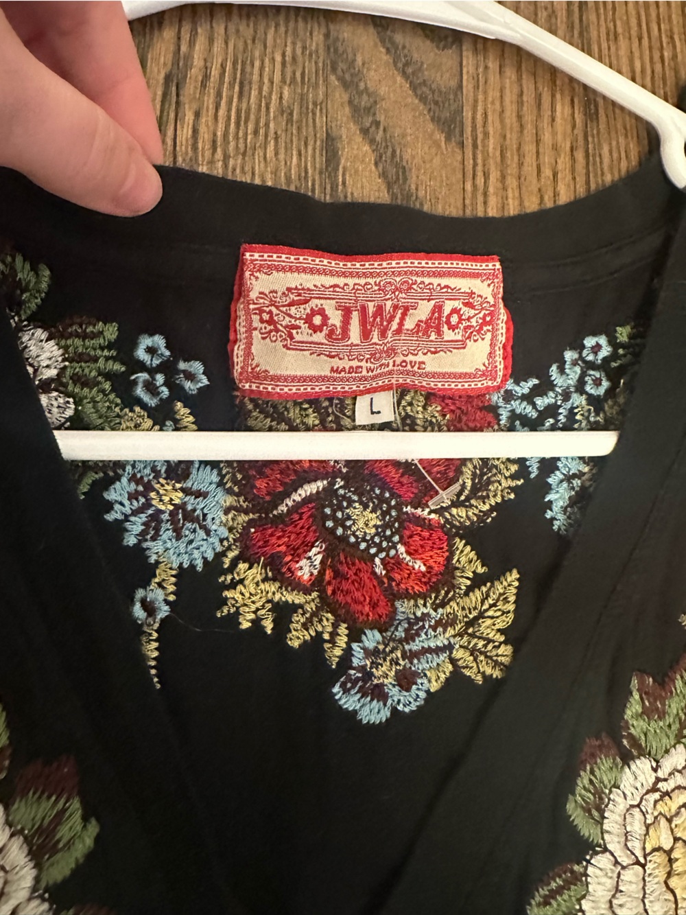 Johnny Was Black Mini Dress with Multicolor Floral Embroidery - Picture 2 of 3